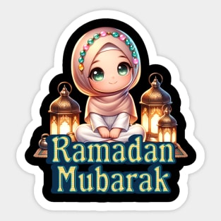 Ramadan Mubarak Cute Hijabi Girl Happy Ramadan Kids Womens Sticker